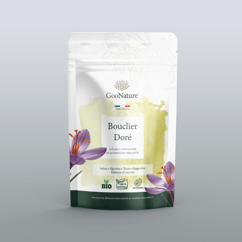 Bouclier Doré – Infusion immunité naturelle au Safran et plantes protectrices