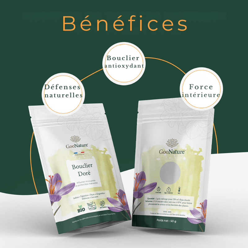 Bouclier Doré – Infusion immunité naturelle au Safran et plantes protectrices