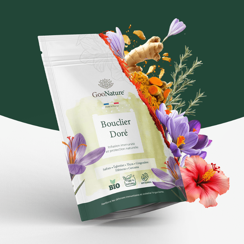 Bouclier Doré – Infusion immunité naturelle au Safran et plantes protectrices