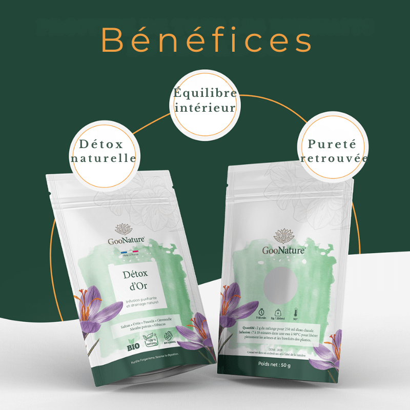 Détox d’Or – Infusion détox naturelle au Safran et plantes purifiantes