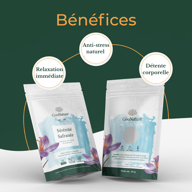 Sérénité Safranée – Infusion anti-stress naturelle au Safran et plantes apaisantes