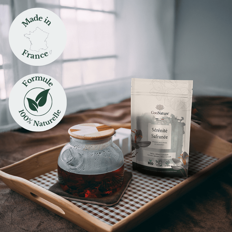 Sérénité Safranée – Infusion anti-stress naturelle au Safran et plantes apaisantes
