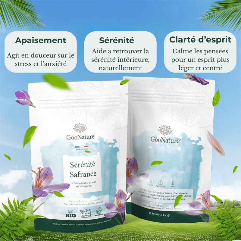 Sérénité Safranée – Infusion anti-stress naturelle au Safran et plantes apaisantes