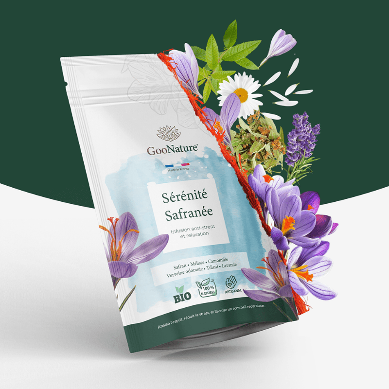 Sérénité Safranée – Infusion anti-stress naturelle au Safran et plantes apaisantes